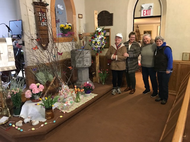 St. Luke's Easter Garden Created By Marsha Mills, Dora Melanson, Catherin Chandler and Carol Simms.